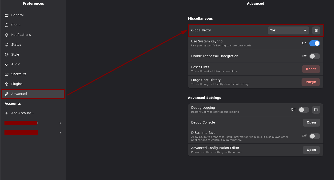 Colocando o TOR como conexΓ£o global do Gajim